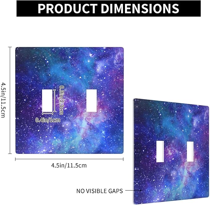 Space Galaxy Double Light Switch Cover Plates Decorative 2 Gang Wall Plate Double Toggle Lightswitch Cover