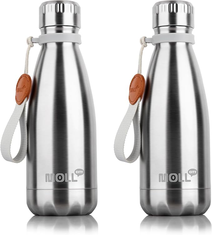 Kids Water Bottle, 12 oz Stainless Steel Vacuum Insulated Small Water Bottle for Kids,Cola Shape Sports Water Bottle Leak Proof (Silver)