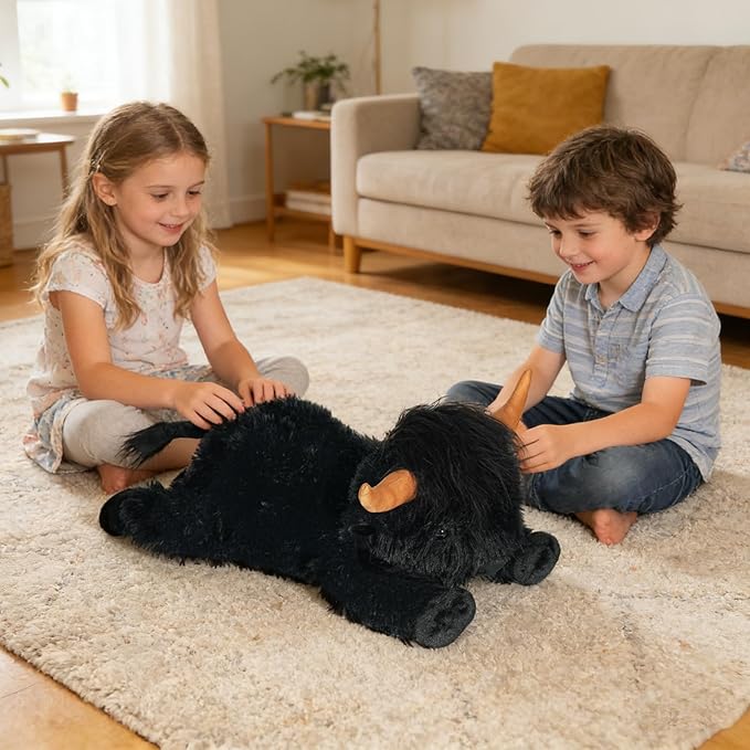 WDXDSOB Weighted Highland Cow Stuffed Animals, 4.2 Lbs Weighted Highland Cow Plush for Kids & Adults, 21.6 Inch Large Cattle Pillow Toy Gift for Christmas Birthday Gift