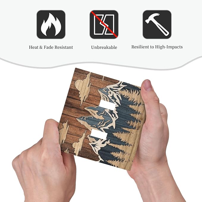 Blue Mountain Range Forest Nature Wilderness Wood Texture Decorative Switch Plates 2 Gang Double Toggle Outlet Light Switch Cover Wall Plate Electrical Faceplate for Farmhouse Home Decor