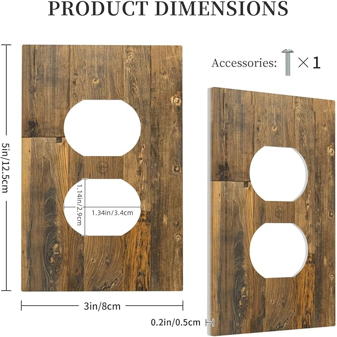 Brown Wood Vintage Rustic Old Board Outlet Covers 1 Gang Duplex Light Switch Cover Decorative Switch Plates Electrical Receptacle Faceplate Wall Plate for Farmhouse Home Decor