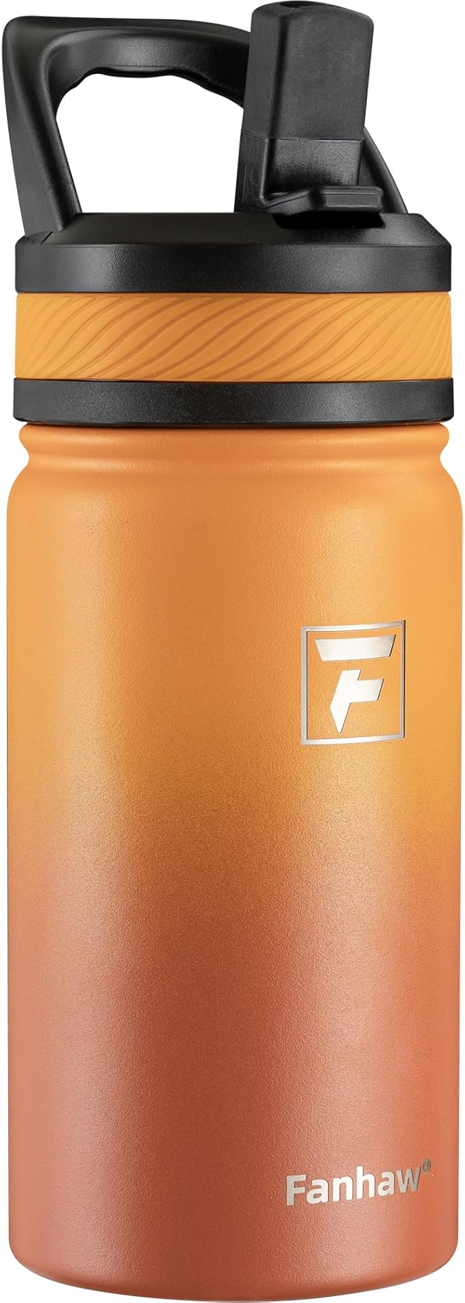 Fanhaw 14 Oz Kids Insulated Water Bottle with Straw Lid – Stainless Steel Double Wall Vacuum, Leak-Proof, BPA-Free Water Bottles for School Boys & Girls(Yellow Orange)
