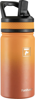 Fanhaw 14 Oz Kids Insulated Water Bottle with Straw Lid – Stainless Steel Double Wall Vacuum, Leak-Proof, BPA-Free Water Bottles for School Boys & Girls(Yellow Orange)