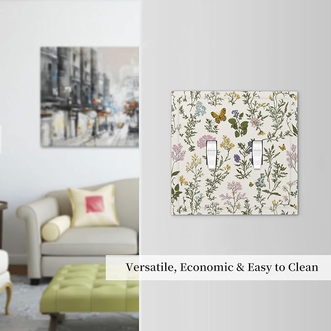 Decorative Switch Plates Vintage Colorful Flowers Butterfly Floral 2 Gang Double Toggle Outlet Light Switch Cover Wall Plate Electrical Faceplate For Bed Room Living Room Decor