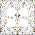 Outlet Covers Gothic Retro Floral Damask Elk Wild Flower 2 Gang Double Duplex Decorative Light Switch Covers Electrical Wallplates Socket Faceplate For Bed Room Living Room Decor