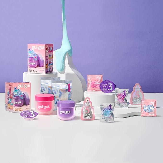 GUI GUI Slime Kit - Scented 2-Pack Bundle, Clear & Gloss, 5 Step DIY Process to Customize Your Ultimate Glow-Up, Resealable and Reusable Container, ASMR Experience, Slime Making Kit