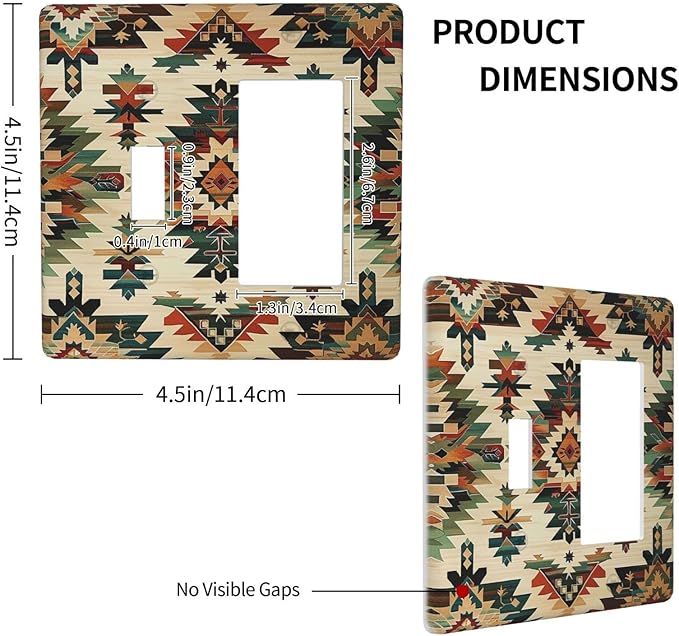 Outlet Covers Southwest Rustic American Indian Aztec Boho 1 Toggle 1 Rocker Combination Decorative Wall Plate Electrical Switch Plates Light Switch Cover Plate for Bed Room living Room
