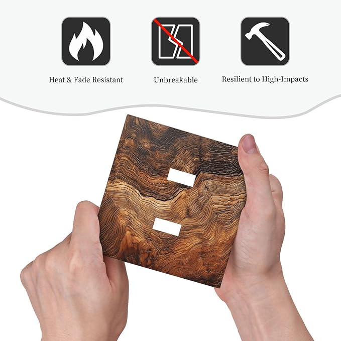 Natural Wood Grain Texture Old Tree Trunk Print Decorative Switch Plates 2 Gang Double Toggle Outlet Light Switch Cover Wall Plate Electrical Faceplate for Farmhouse Home Decor
