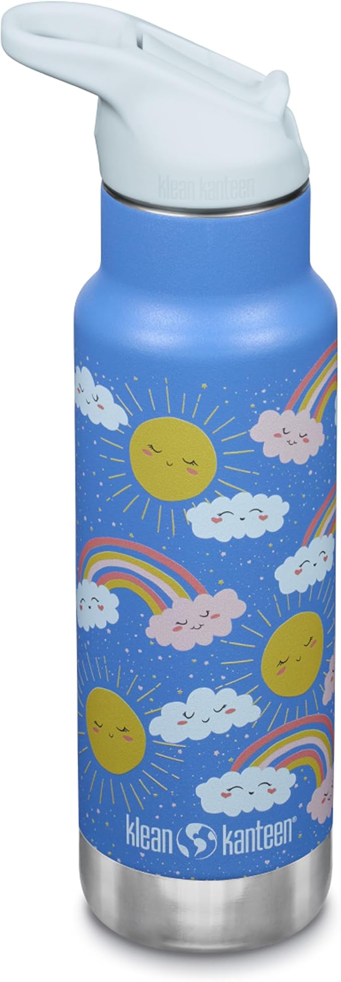 Klean Kanteen 12 oz Classic Kid's Insulated Water Bottle with Flip Seal Sport Cap - 100% Leakproof Cap - BPA-Free - Stainless Steel Material - Rainbows