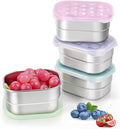 Tanjiae 8oz Small (1 CUP) Stainless Steel Snack Containers for Kids and Toddlers (Ages 1-3) | Easy Open Leak Proof Food Containers with Silicone Lids - Perfect Metal Lunch Box for Daycare and School