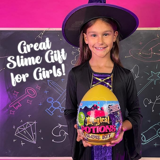 GirlZone Magic Potion Slime Kit - Glow-in-The-Dark, Multicolor, 6 Brews & Spell Book - Slime Making Kit & Magic Potion Set for Girls & Kids