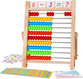 WOODMAM Wooden Abacus for Kids Math, Educational Counting Toy with Counting Sticks and Number Alphabet Cards, Preschool Learning Toys Gift for Boys Girls Age 3+ Years Old