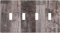 Light Switch Covers Rustic Dark Grey Wood Retro Country Wooden Quad Toggle Electrical Faceplate 4 Gang Wall Plate Decorative Switch Plates for Farmhouse Cabin Decor