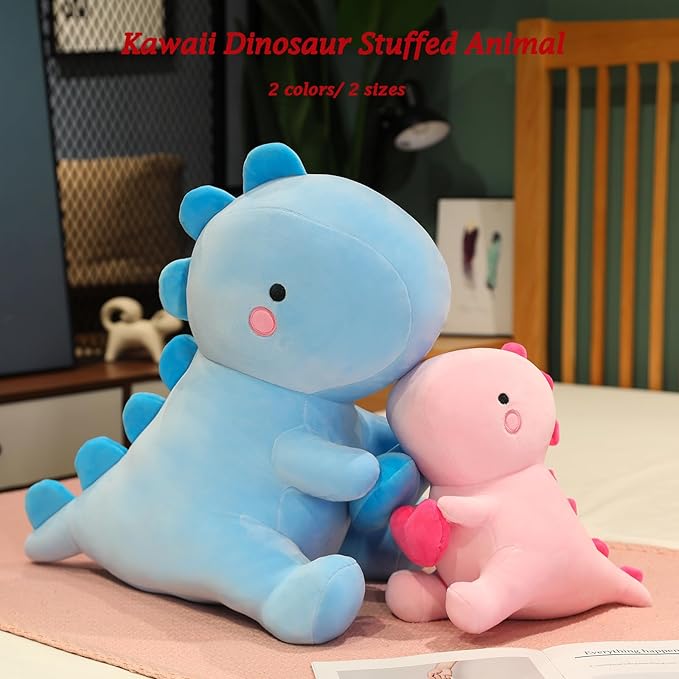 SQEQE Dinosaur Stuffed Animal, Loving Soft Dino Plush Toys with Holding Heart, Sweet Romantic Anniversary Birthday Gift for Her Girls Boys Girlfriend(Pink,12 inch)
