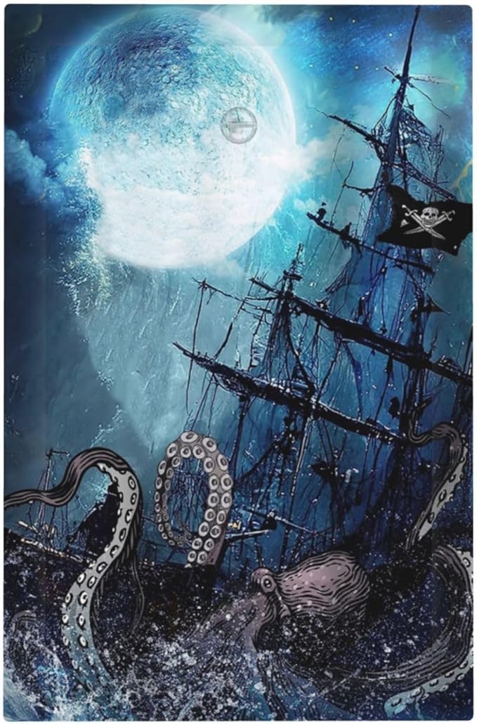 Moon Ocean Nautical Octopus 1 Gang No Device Wall Plate Decorative Blank Light Switch Cover Switchplate Electrical Faceplate for Bathroom Home Bedroom Art Decor