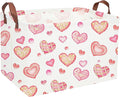 Essme Rectangular Pink Basket Gift Storage Box,Heart Storage Bins Organizer with Handles for Girls Room Decor, Valentine's Day Basket,Shelf Basket,Toy Organizer(Dreamy Heart)
