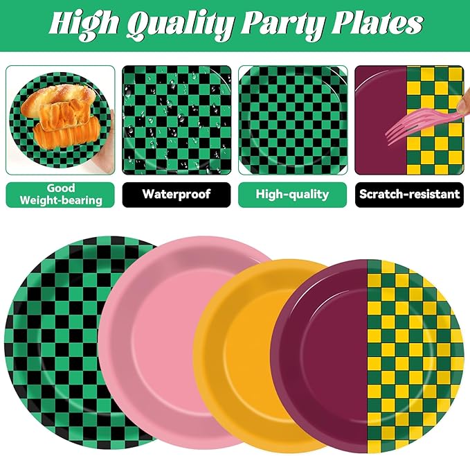 96 Pcs Demon Party Paper Plates and Napkins Anime Demon Party Decorations Cartoon Film Disposable Dessert Plates Demons Comic Tableware Set Serves 24 Guests Boys Girls Kids Teenagers Birthday Supplies