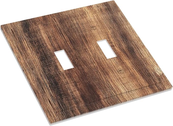 Decorative Switch Plates Vintage Rustic Brown Wood Grain 2 Gang Double Toggle Outlet Light Switch Cover Wall Plate Electrical Faceplate for Bedroom Farmhouse Decor