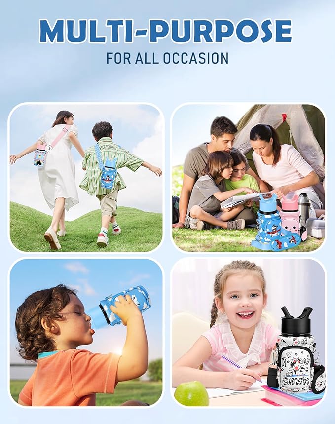 Miss Adola Water Bottle Carrier with Strap - Insulated Kids Water Bottle Holder for Boys Girls Bottle Bag for 10-18Oz