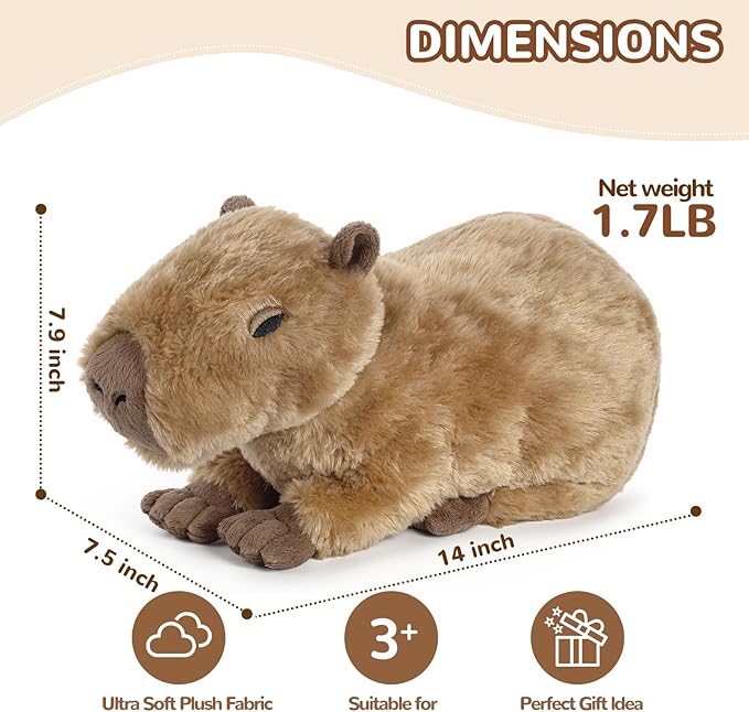 Capybara Stuffed Animals, Microwavable Stuffed Animal Adorable Fluffy Capybara Plush for Warmth Comfort, Heatable Coolable Lavender Scent Toy, Cute Soft Plushie Gift for Kids Adult & Children Boy Girl
