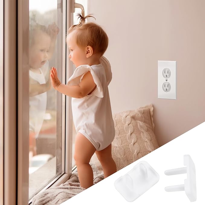 MECCANIXITY 32 Pack Outlet Covers Proofing, Plug Covers Easy Installation Electric Plug Protectors Safety Socket Cover Plugs Protector White