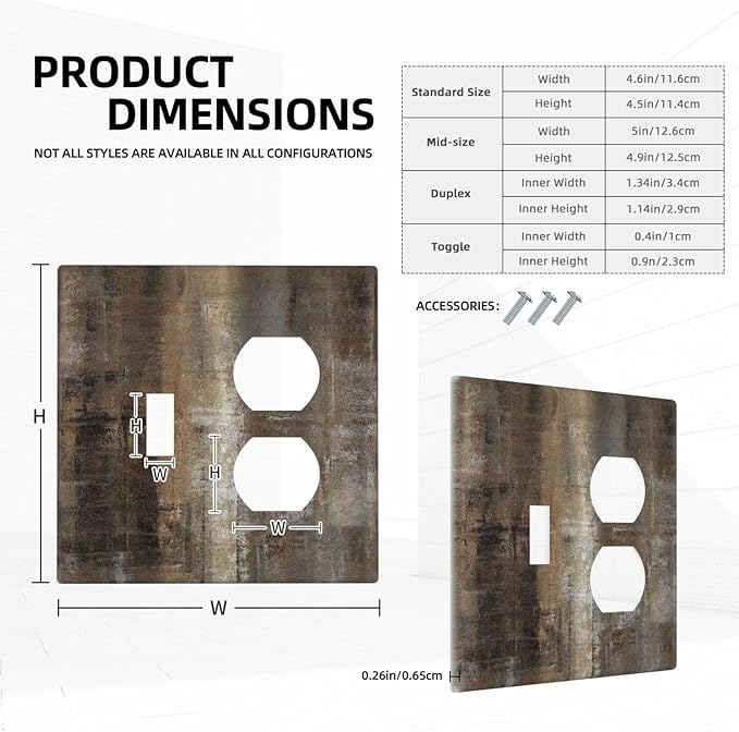Outlet Covers Tan Brown Rustic Abstract Wood Vintage Wooden 2 Gang Decorative Switch Plates 1 Toggle Duplex Combo Light Switch Cover GFCI Socket Cover WallPlates for Farmhouse Home Decor