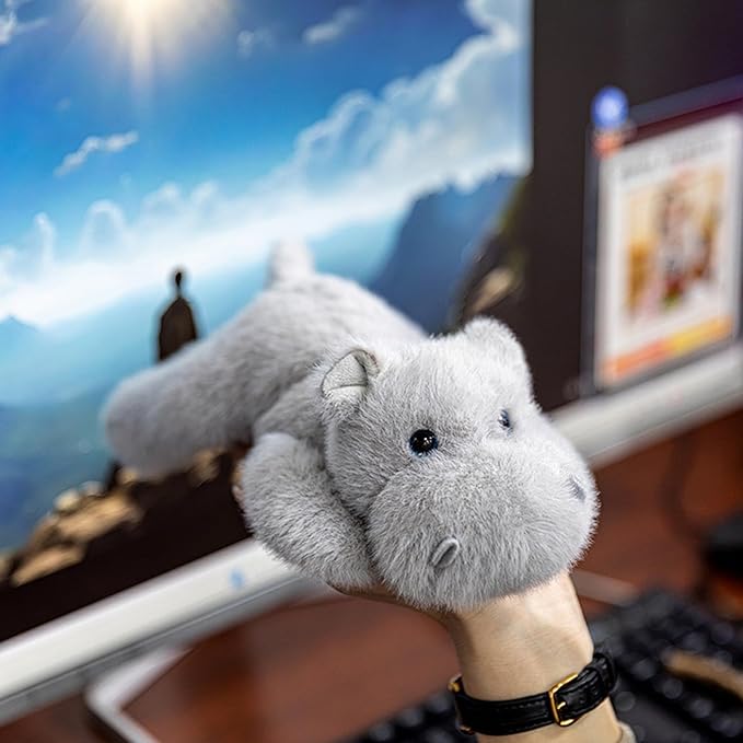 PEACH CAT Hippo Stuffed Animal Cute Hippopotamus Plushies Small Plush Toys Gifts for Girls Boys Kids Grey