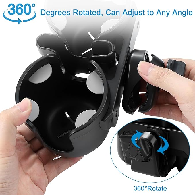 Accmor Stroller Cup Holder with Phone Holder, Bike Cup Holder, Universal Cup Holder for Uppababy Nuna Doona Strollers, 2-in-1 Cup Phone Holder for Stroller Bike Accessory