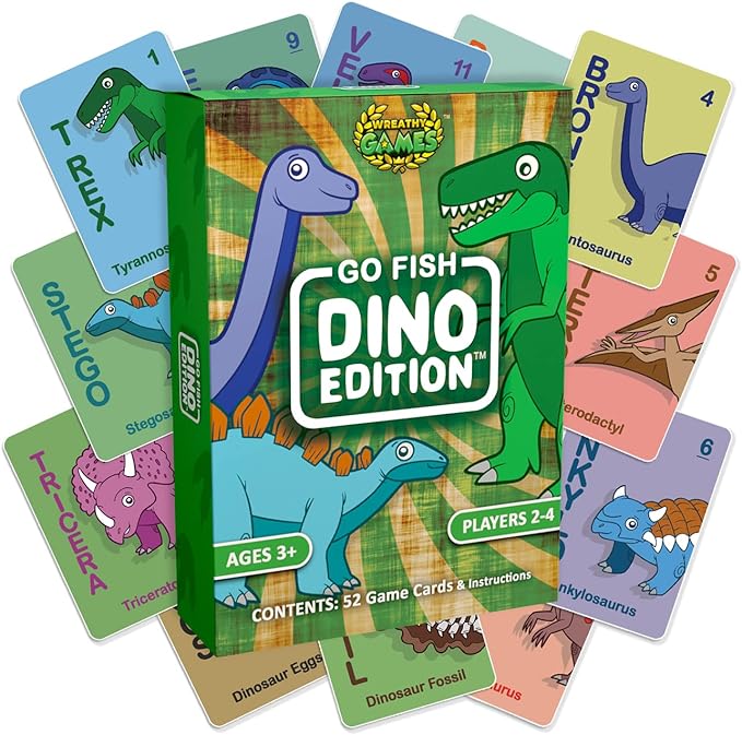 Wreathy Games® - Go Fish Dino Edition® Card Game Deck - Ages 3 and up (Dino)