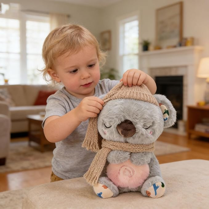 Soothing Breathing Stuffed Animal for Anxiety Adults and Kids, Portable Plush Baby Toy Anxiety Relief Koala, Breathing Animals Anxiety Bear, Easter Basket Stuffers for Teens Toddler