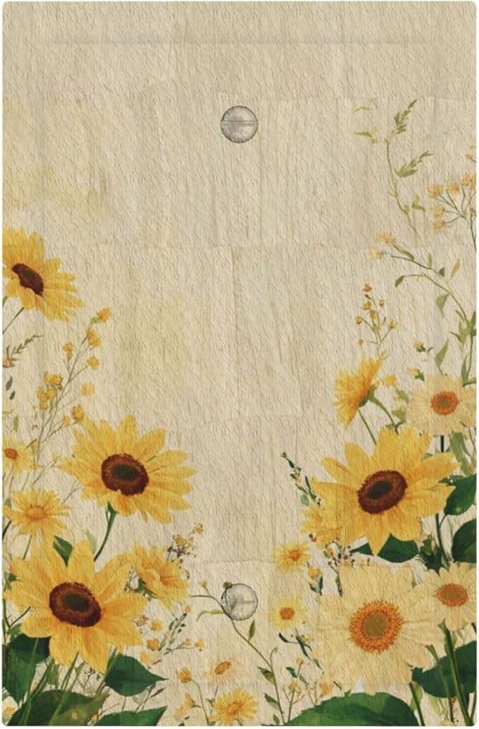 Decorative Blank Wall Plate with Vintage Botanical Sunflower Field Design Single Gang No Device Outlet Covers 1 Gang Light Switch Covers for Nature Yellow Blooms Wall Decor