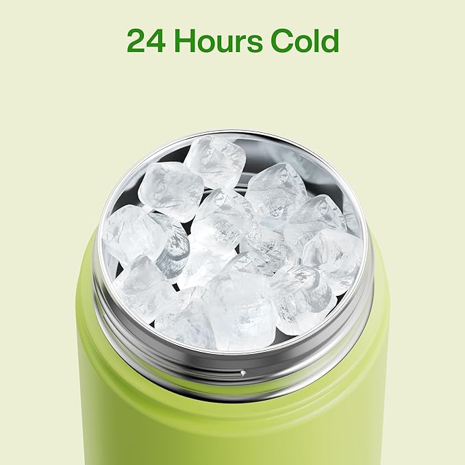 ENCOOL Insulated Water Bottle with Straw Stainless Steel Water Bottle, Leak-Proof, BPA-Free, Double Wall Vacuum Keeps Cold for 24 Hours for Sports, Travel, School (26 oz, Acid Green)