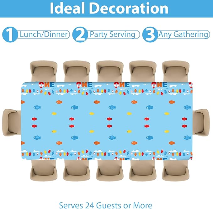 Ofishally One Birthday Party Supplies Serves 24 Gone Fishing 1st Party Paper Plates Napkins Little Fisherman Tablecloth Set Tableware Kit for Baby Shower Decorations Kids Boys Girls