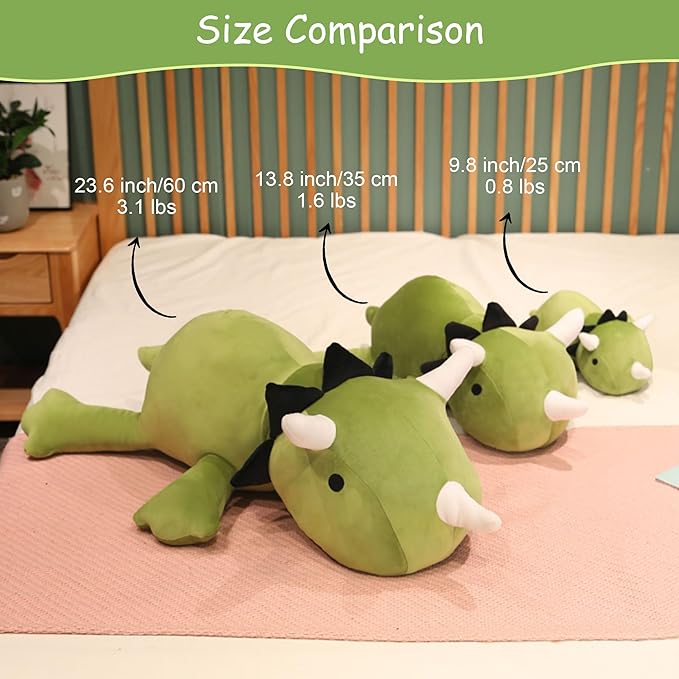 SQEQE Weighted Dinosaur Plush, Weighted Dinosaur Stuffed Animal, Dino Plushies Dino Pillow Toy Gift for Kids Adults 23.6 Inch, 3.1 Lbs
