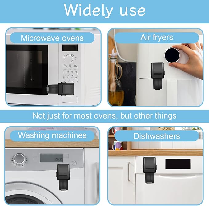 2 PCS Oven Lock Child Safety, Oven Door Lock Baby Proofing Black Oven Lock for Children with Self-Adhesive Oven Kids Safety Lock Oven Safety Locks for Toddlers