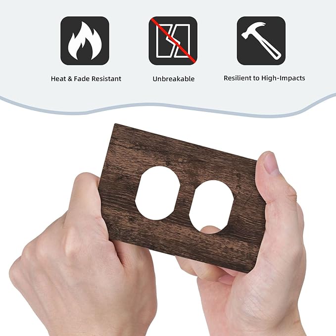 Outlet Covers Rustic Brown Wood Plank Retro Wooden Board 1 Gang Duplex Light Switch Cover Plate Decorative Wall Plates Socket Cover Electrical Switchplate for Farmhouse Home Decor