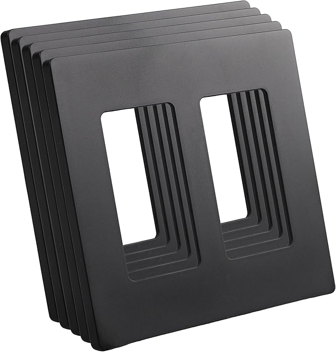 Wall Plates Screwless Design Outlet Covers Easy Installation Switch Plates Modern Look Electrical Outlets Pack of 5 Black