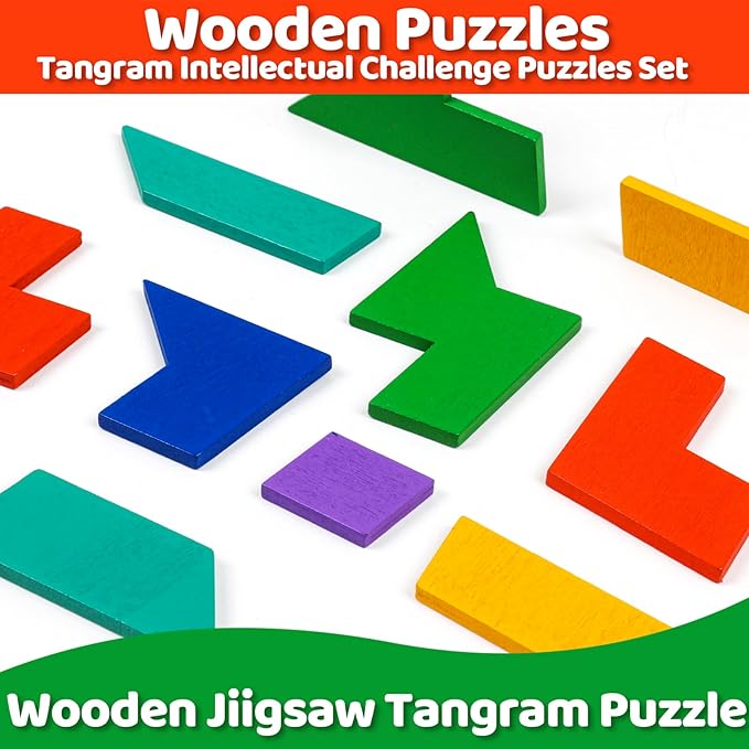 Wooden Puzzles Blocks Brain Teasers Logic Games for Classroom & Party Times,Jigsaw Puzzle Intelligence STEM Montessori Educatioanl IQ Toys Games for Kids Boys Girls Ages 3+ (3 Pack)