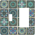 Outlet Covers Mandala Decorative Rustic Vintage Turquoise Pattern 1 Toggle 1 Rocker Combination Decorative Wall Plate Electrical Switch Plates Light Switch Cover Plate for Bedroom Bathroom