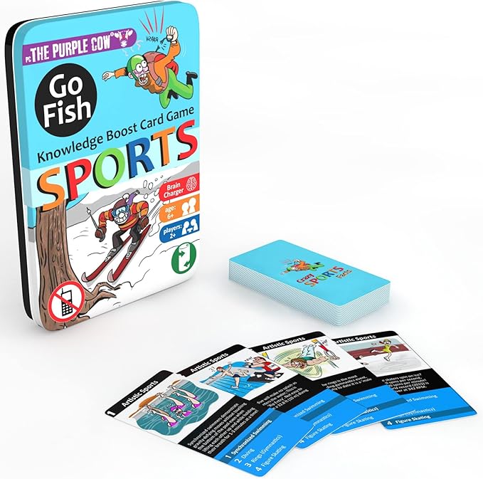 The Purple Cow Go Fish! - Sports - The Classic Card Game with a General Knowledge Boost for Kids & Families Ages 6+