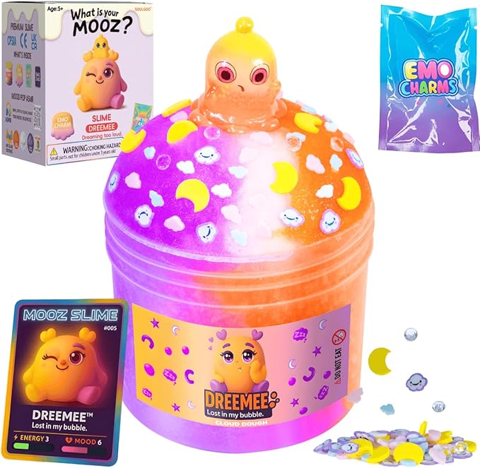 Dreamy Cloud Slime Kit – ASMR Slime for Kids (3-Tone Purple, Orange & Snow), Non-Sticky & Scented Cloud Dough, Dreamy Axolotl Charm & Beads, for Ages 5–12 & Teens, 7oz, MOOZ Magic