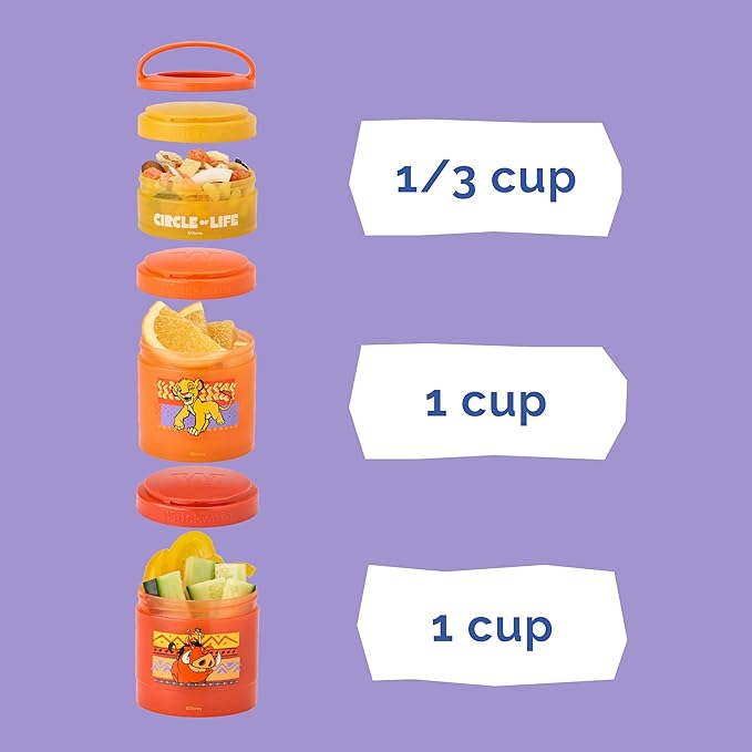 Whiskware Disney Lion King Simba and Friends Stackable Snack Containers for Babies, Toddlers, and Kids, 3 Stackable Snack Cups for School and Travel, Cupholder Friendly, Circle Of Life!