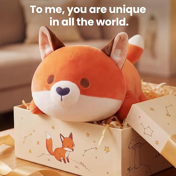 Mewaii Cute Fox Plush Pillow, Kawaii Plushies Red Fox Stuffed Animals, Squishy Plushies, Cuddle Foxes Plush Pillow for Kids & Girls (13 Inch)
