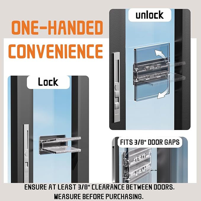 Sliding Door Lock 2 Pack, Child Safety Proof Locks for Sliding Window Security, Sliding Glass Doors Easy Installation, No Tools Required, Extra Strong Adhesive