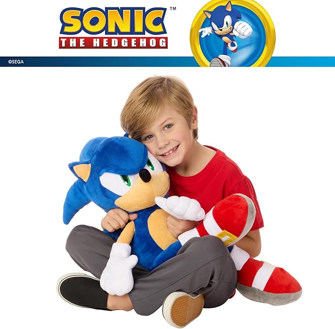 Sonic The Hedgehog Weighted Cuddle Pillow – 3lb Soft Plush & Cozy Pilow for Comfort, 27" Tall (Officially Licensed Product) By Franco Calm