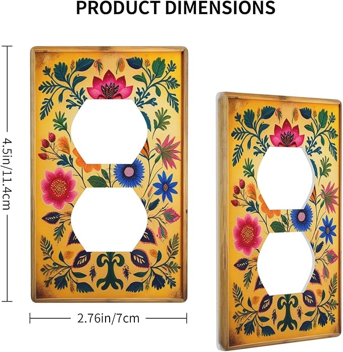 Decorative Art Light Switch Covers ColorFul Blooms 1 Gang Single Duplex Outlet Wall Plate Switchplate Electrical Faceplate for Home Decor