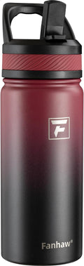 Fanhaw 18 Oz Kids Insulated Water Bottle with Straw Lid – Stainless Steel Double Wall Vacuum, Leak-Proof, BPA-Free Water Bottles for School Boys & Girls(Red Black)