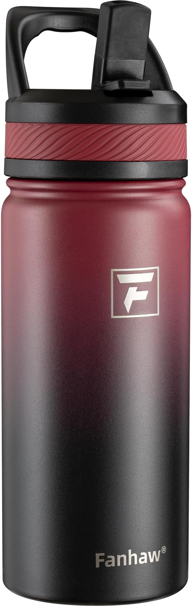 Fanhaw 18 Oz Kids Insulated Water Bottle with Straw Lid – Stainless Steel Double Wall Vacuum, Leak-Proof, BPA-Free Water Bottles for School Boys & Girls(Red Black)