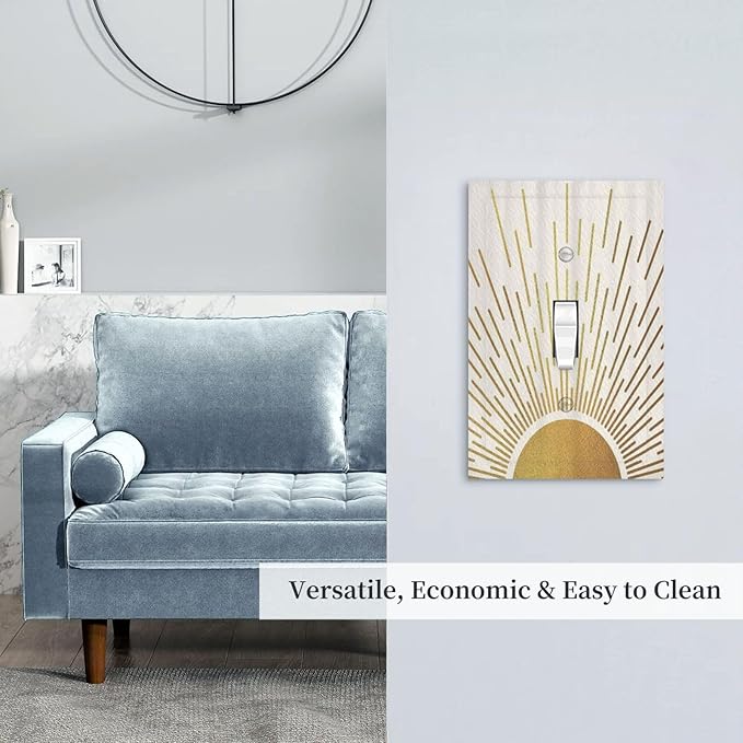 Decorative Switch Plate Covers Midcentury Golden Sun Minimalism Sunrise 1 Gang Wall Plate Single Toggle Light Switch Cover Plate Jumbo Electrical Switchplate Receptacle Faceplate