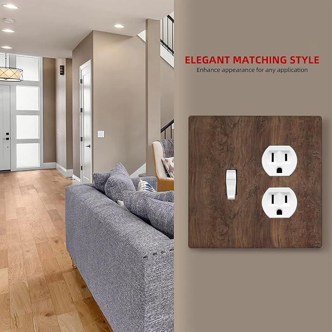 Wallplates Rustic Vintage Wood Grain Brown 1 Toggle 1 Duplex Switch Plate Electrical GFCI Faceplate Decorative Light Switch Covers for Farmhouse Cabin Decor